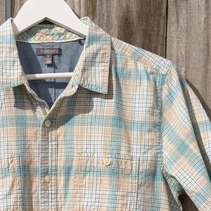 Toad&Co Smythy Medium Plaid Blue & Cream Button-up Shirt Cotton Men's